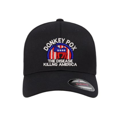 Picture of Donkey Pox The Disease Killing America Logo Embroidered Flexfit Hat